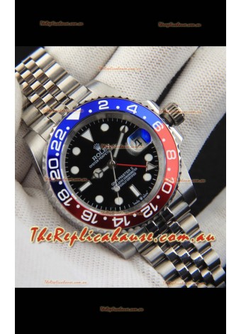 Rolex GMT Masters II Japanese Movement Replica Watch Steel Case Black Dial