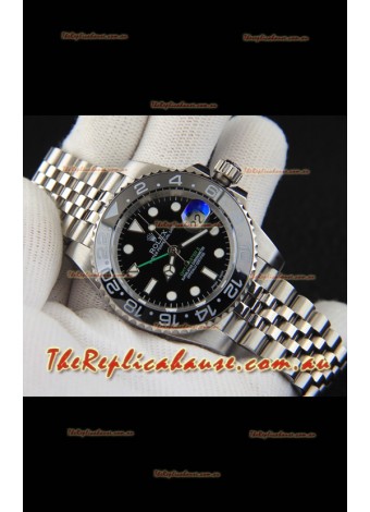 Rolex GMT Masters II Japanese Movement Replica Watch Steel Case Black Dial