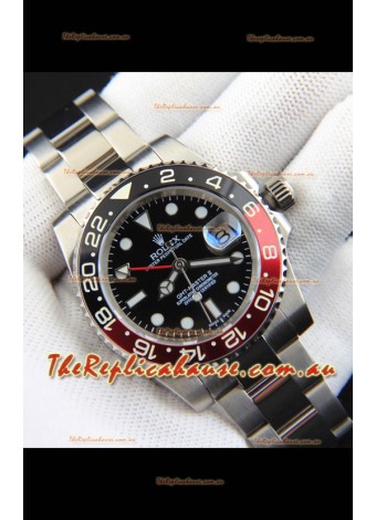 Rolex GMT Masters II Japanese Movement Replica Watch Steel Case Black Dial