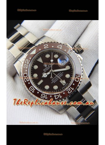 Rolex GMT Masters II Japanese Movement Replica Watch Steel Case Black Dial