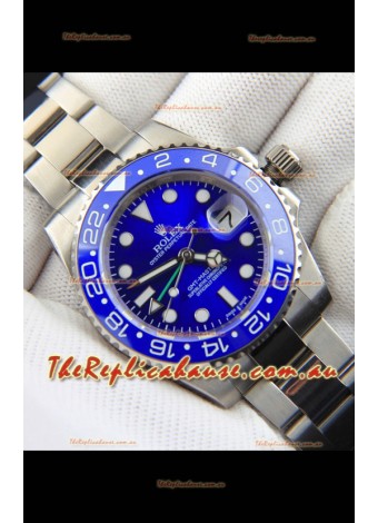 Rolex GMT Masters II Japanese Movement Replica Watch Steel Case Blue Dial