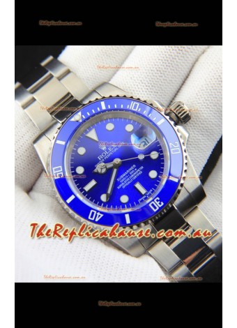 Rolex Submariner Japanese Replica Watch 904L Steel - Ceramic Bezel in Blue
