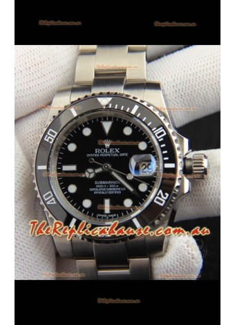 Rolex Submariner Japanese Replica Watch 904L Steel - Ceramic Bezel in Black