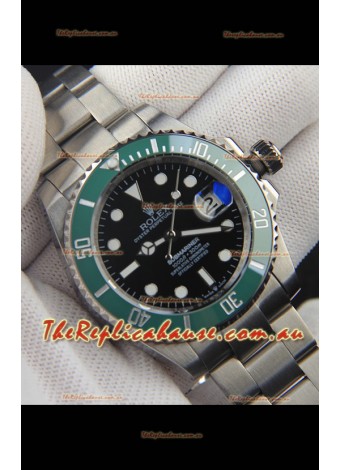 Rolex Submariner Japanese Replica Watch 904L Steel Black Dial Green Ceramic Bezel 