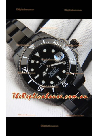 Rolex Submariner Japanese Replica Watch in PVD Coating Black Dial 
