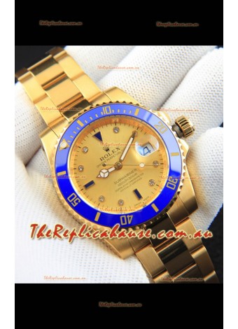Rolex Submariner Japanese Replica Watch in Yellow Gold Casing 