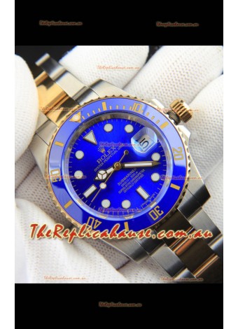 Rolex Submariner Japanese Replica Watch in 2 Tone Yellow Gold Casing Blue Dial 