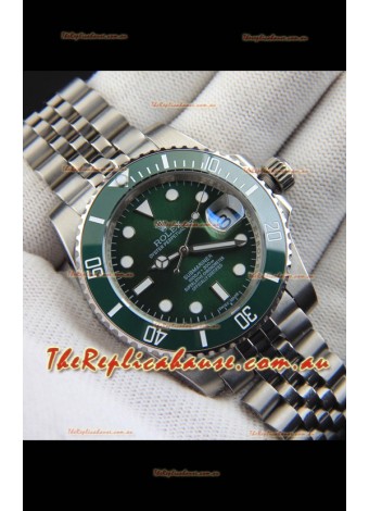 Rolex Submariner Japanese Replica Watch 904L Steel - Ceramic Bezel in Green