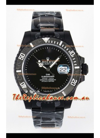 Rolex Submariner DiW DLC Coated Steel Casing Carbon Fiber Bezel Watch