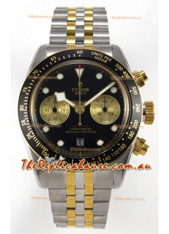 Tudor Super Clone Black Bay Chronograph Two Tone Watch in Black Dial