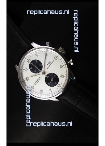 IWC Portuguese Chronograph Swiss Replica Watch in Steel Case - 1:1 Mirror Replica Edition