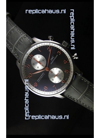 IWC Portuguese Chronograph Swiss Replica Watch in Steel Case - 1:1 Mirror Replica Edition