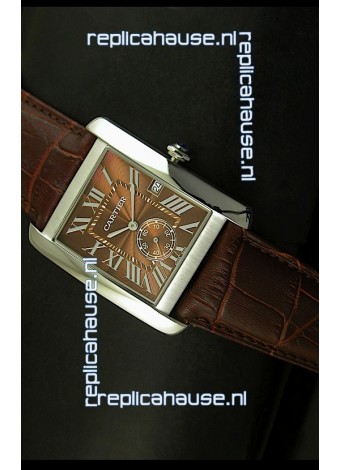 Cartier Tank Anglaise Japanese Replica Watch 34MM - Brown Dial Steel Case