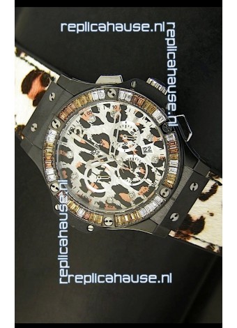 Hublot Big Bang White Zebra Bang Edition in Black PVD Case 34MM Watch