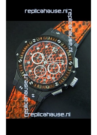Hublot Big Bang 34MM Ladies Watch in Quartz Movement - Orange Dial/Strap