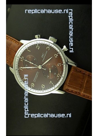 IWC Portuguese Chronograph Swiss Replica Watch in Steel Case - 1:1 Mirror Replica Edition
