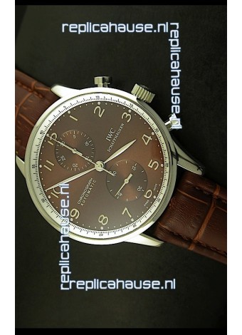 IWC Portuguese Chronograph Swiss Replica Watch in Steel Case - 1:1 Mirror Replica Edition