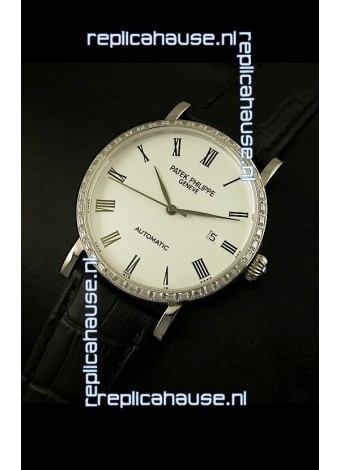 Patek Philippe Calatrava 5120 Swiss Replica Watch in Steel Casing - Roman Hours