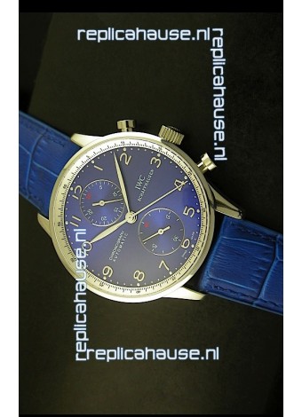 IWC Portuguese Chronograph Swiss Replica Watch in Steel Case - 1:1 Mirror Replica Edition