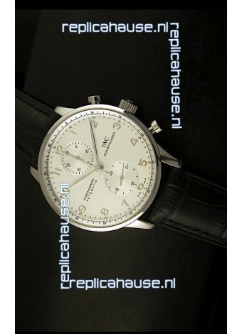 IWC Portuguese Chronograph Swiss Replica Watch in Steel Case - 1:1 Mirror Replica Edition