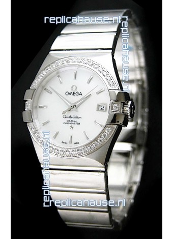 Omega Constellation Mens Swiss Automatic Watch in White Dial - 1:1 Mirror Replica 