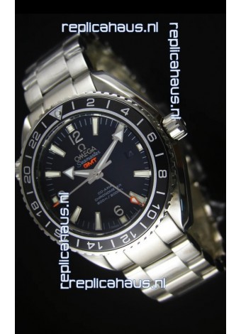 Omega Planet Ocean GMT Black Swiss Replica Watch - 1:1 Ultimate Mirror Edition