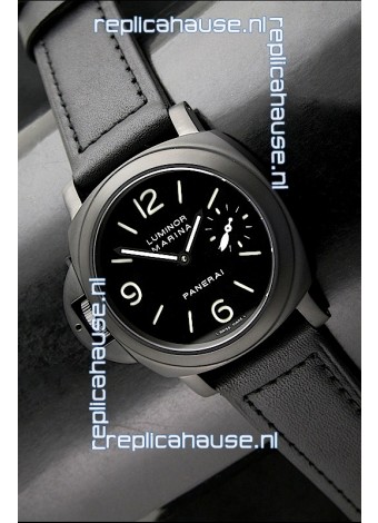 Panerai Luminor Marina Left Hand Wind PVD Swiss Watch - Leather Strap