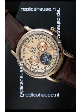 Patek Philippe Complications Tourbillon Japanese Replica Watch in Pink Gold