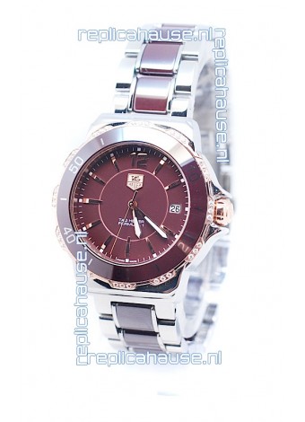 Tag Heuer Formula 1 Quartz Brown Ceramic Watch in Rose Gold Bezel
