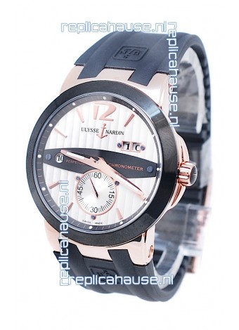 Ulysse Nardin Executive Dual Time Japanese Replica Rose Gold Watch