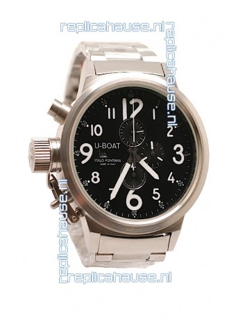 U-Boat Flightdeck Japanese Replica Steel Watch in Black Dial