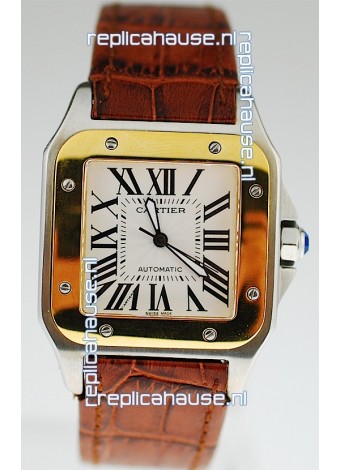 Cartier Santos 100 Swiss Replica Two Tone Watch