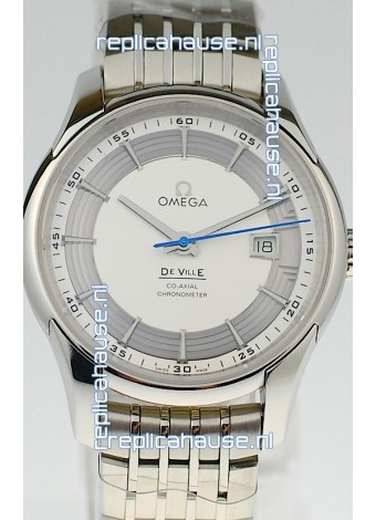 Omega Co Axial De Ville Hour Vision Swiss Replica Steel Watch in White Dial
