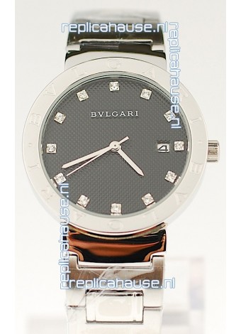 Bvlgari Quartz Japanese Silver Watch in Black Dial