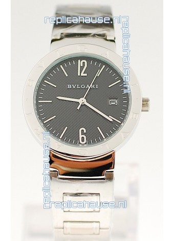 Bvlgari Quartz Japanese Steel Watch in Black Dial