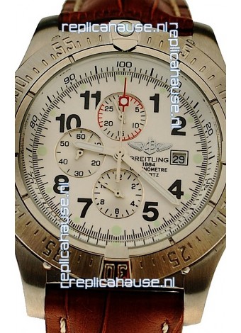 Breitling Chronograph Chronometre Japanese Watch in Brown Strap