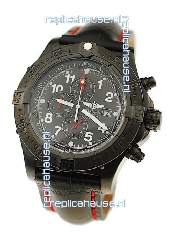 Breitling Chronograph Chronometre Japanese Replica PVD Watch in Black Strap