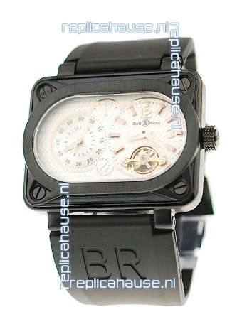 Bell and Ross BR Minuteur Tourbillon PVD Japanese Watch in White Dial