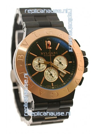 Bvlgari Diagono Mens Scuba japanese Replica PVD Watch