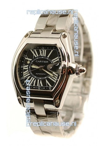 Cartier Roadster Swiss Replica GMT Watch in Black Dial