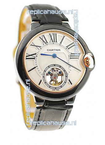 Ballon Bleu De Cartier flying Tourbillon Japanese Replica Watch in White Face