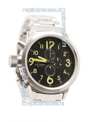 U-Boat Flightdeck Japanese Replica Steel Watch in Green Markers