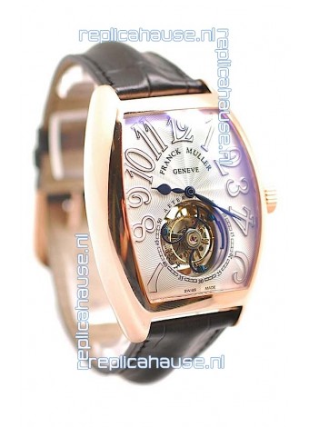 Franck Muller Aeternitas Tourbillon Swiss Replica Gold Watch in Black Strap