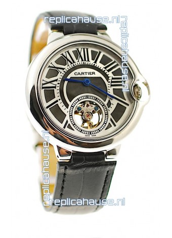 Ballon Bleu De Cartier flying Tourbillon Japanese Replica Steel Watch 