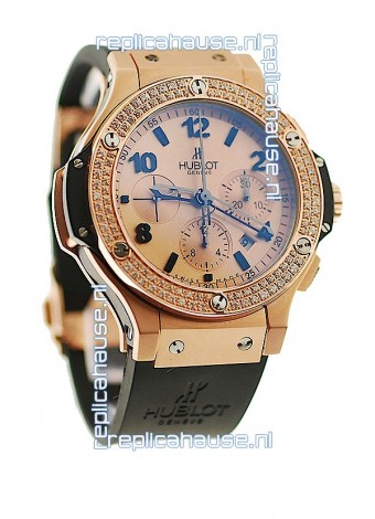 Hublot Big Bang Swiss Replica Watch in Beige Dial Diamonds Bezel
