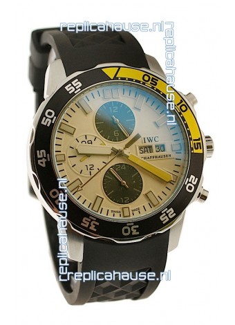 IWC Aquatimer Chronograph Japanese Replica PVD Watch in Black/Yellow Bezel