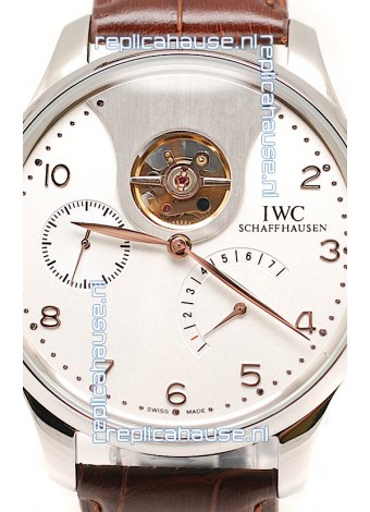 IWC Portuguese Tourbillon Mystere Japanese Replica Watch in White Dial