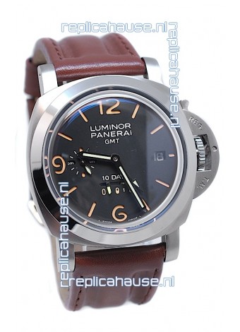 Panerai Luminor GMT 10 Days Swiss Replica Watch in Brown Strap
