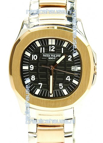 Patek Philippe Aquanaut Two Tone Ladies Gold Watch in Black Dial