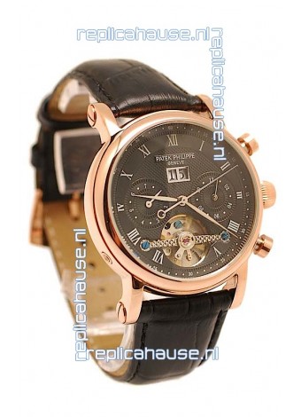 Patek Philippe Grand Complications Tourbillon Gold Watch in Black Dial